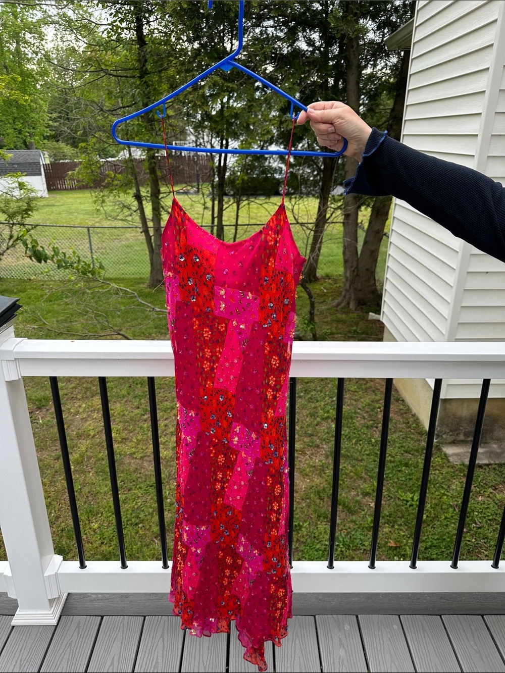 Lillie Rubin Hot Pink & Red Sequin Maxi Slip Dress vintage - Picture 2 of 12